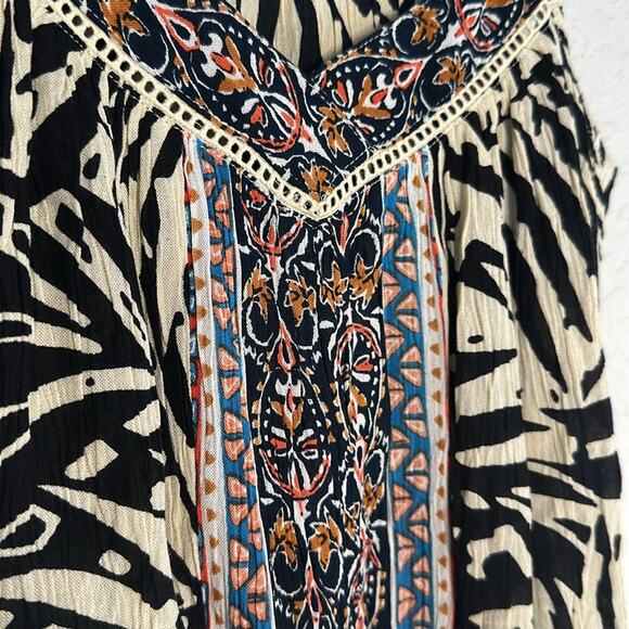 Patrons of Peace Babydoll Cami Top Animal Print Black Cream Festival Boho Y2K - Picture 3 of 7